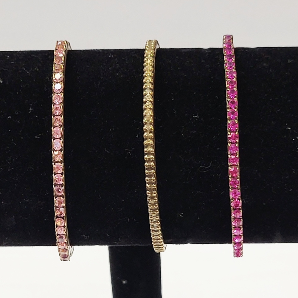 Sorrelli Gold-Tone & Pink Stone 3 Set of Cuffs